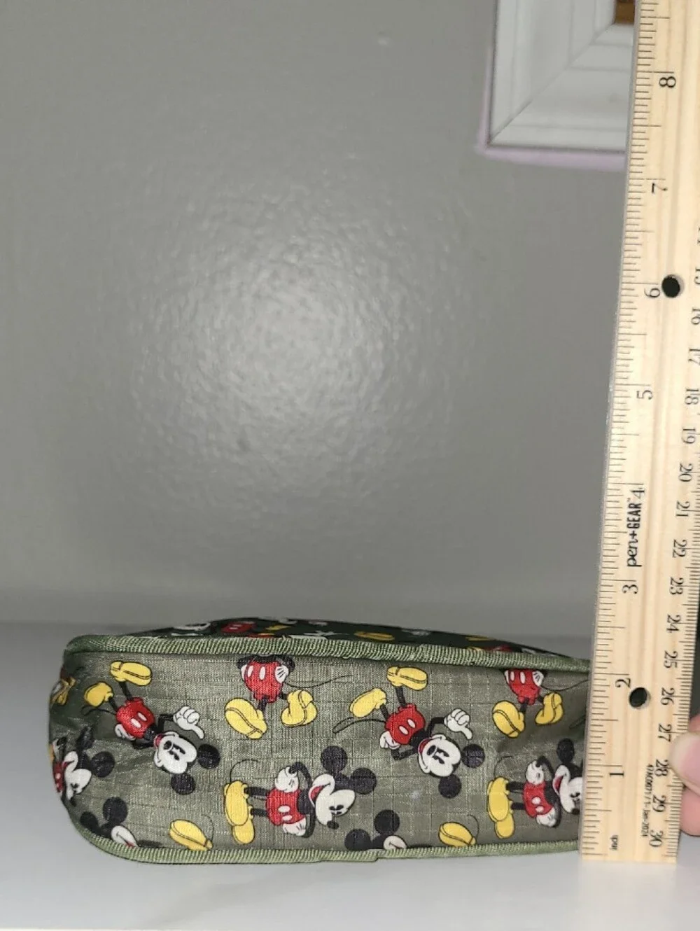 Disney Small Cosmetic Pouch in Olive Green with Mickey Mouse Print